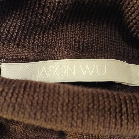 JASON WU Modern Luxury 100% Wool Brown Ribbed Mock Turtleneck S EUC - Picture 8 of 8